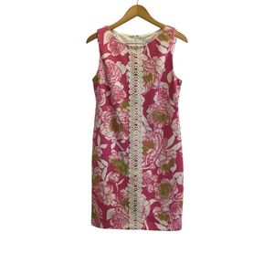 J Howard Pink Sheath Mini Sleeveless Preppy Textured Crew Neck Dress sz 10
